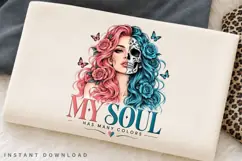 My Soul Has Many Colors PNG Sublimation Design, Sugar Skull Product Image 2
