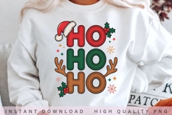 Ho Ho Ho Christmas PNG, Retro Christmas Typography, Santa Product Image 1