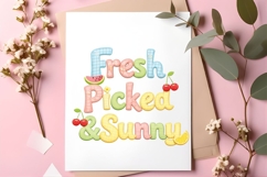 Fresh Picked &amp; Sunny Cute Summer Fruit Patchwork PNG Design Product Image 3