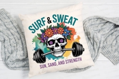 Surf Sweat Skull Flowers Weightlifting Sublimation PNG Product Image 2