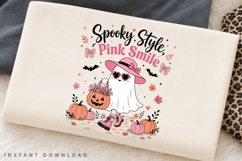 Spooky Style Pink Smile PNG, Pink Ghost Fashion Sublimation Product Image 3