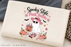 Spooky Style Pink Smile PNG, Pink Ghost Fashion Sublimation Product Image 3