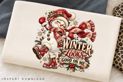 Winter Looks Good on Me Cute Snowman Christmas Holiday Product Image 2