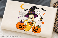 Halloween Witch Banana PNG Sublimation Design, Cute Spooky Product Image 2