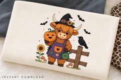 Gardening Witch Highland Cow PNG Sublimation Design, Cute Product Image 3