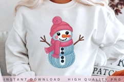 Crochet Snowman PNG, Cute Amigurumi Snowman Clipart, Pink Product Image 1