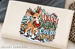 Warm Wishes Cold Nights Cute Reindeer Winter Christmas Product Image 2