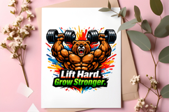 Lift Hard Grow Stronger Bear Gym Motivation Bodybuilder Product Image 5