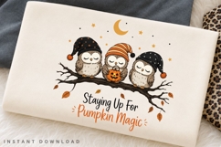 Cozy Owls on Branch PNG Sublimation Design, Staying Up For Product Image 2