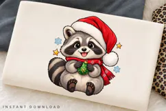 Christmas Raccoon PNG Sublimation Design, Cute Baby Raccoon Product Image 2
