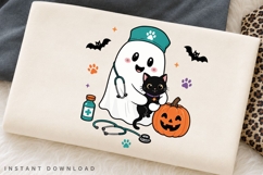 Halloween Vet Tech PNG Sublimation Design, Ghost Product Image 3