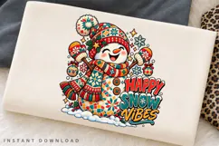 Happy Snow Vibes Cute Snowman Winter Holiday PNG Product Image 2