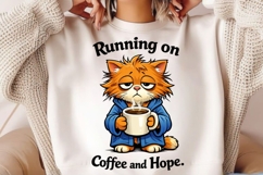 Running On Coffee and Hope Cat PNG, Funny Coffee Cat PNG Product Image 2