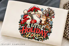 A Little Holiday Love Cute Santa Reindeer Christmas PNG Product Image 2