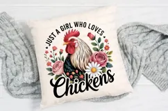 Chicken Floral Design Just A Girl Who Loves Sublimation PNG Product Image 2