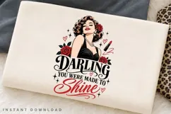 Made To Shine PNG Sublimation Design, Vintage Glam Woman Product Image 2