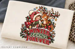 Winter Friends Forever Cute Reindeer and Child Christmas Product Image 3