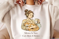 Silence Is Nice Cats Make It Better PNG, Cat Lover Product Image 2