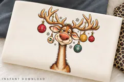 Christmas Reindeer PNG Sublimation Design, Funny Sleepy Deer Product Image 2