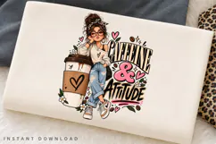 Coffee Lover PNG, Caffeine And Unbothered Sublimation Design Product Image 2