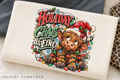 Holiday Chaos Is Fine Funny Highland Cow Christmas Winter Product Image 1