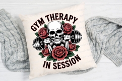Gym Therapy Skull Roses Sublimation PNG Product Image 2