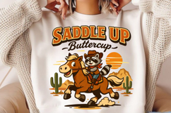 Saddle Up Buttercup Raccoon Cowboy PNG Design Product Image 2
