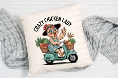 Chicken Lady Delivering Groceries On Scooter Sublimation PNG Product Image 2