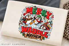Cute Penguin Merry Waddle Mayhem Christmas Winter Holiday Product Image 2