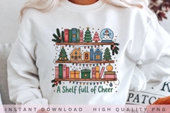 A Shelf Full of Cheer PNG, Christmas Bookshelf Clipart, Product Image 1
