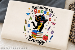 Running On Recess Energy PNG Sublimation Design, Black Cat Product Image 2