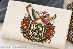 Merry and Bright Wings Christmas Duck Winter Holiday PNG Product Image 2