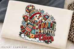 Colorful Winter Cheer Cute Snowman Christmas Holiday PNG Product Image 3