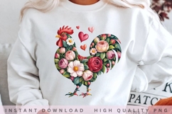 Floral Rooster PNG Design, Valentine Chicken Flower PNG Product Image 1