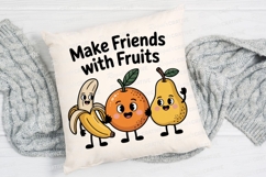 Happy Cartoon Fruits Banana Orange Pear Sublimation PNG Product Image 3