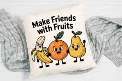 Happy Cartoon Fruits Banana Orange Pear Sublimation PNG Product Image 3