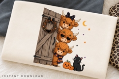 Halloween Highland Cow PNG Sublimation Design, Cute Stacked Product Image 2