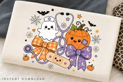 Cute Nurse Halloween PNG, Coquette Bow Medical Ghost Product Image 2