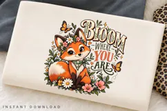 Cute Floral Fox Bloom Quote PNG, Whimsical Woodland Animal Product Image 2