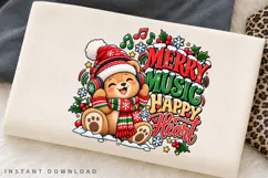 Cute Christmas Teddy Bear with Headphones Merry Music Happy Product Image 2