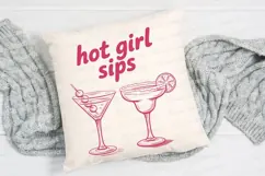 Pink Cocktail Glasses with Text Hot Girl Sublimation PNG Product Image 4