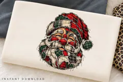 Patchwork Santa Claus PNG Sublimation Design, Rustic Plaid Product Image 2