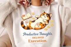 Productive Thoughts Delayed Execution PNG, Funny Lazy Cat Product Image 2