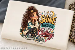 Shine Through Every Challenge Cute Curly Girl Stars Moon Ins Product Image 2