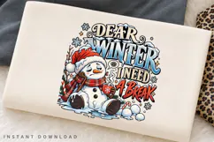 Dear Winter I Need a Break Funny Snowman Christmas Holiday Product Image 2