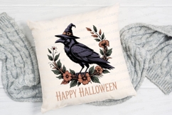 Halloween Raven Wearing Witch Hat Surrounded Sublimation PNG Product Image 2