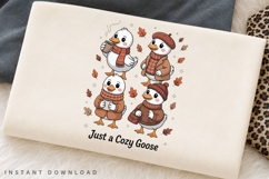 Just a Cozy Goose PNG Bundle, Cute Autumn Goose Clipart Product Image 3