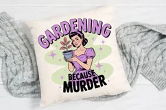 Retro Illustration of Woman Holding Plant Sublimation PNG Product Image 2