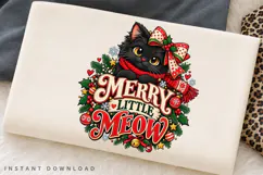 Cute Black Cat Merry Little Meow Christmas Winter Holiday Product Image 2