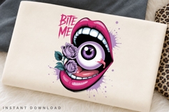 Bite Me Halloween PNG, Creepy Eyeball Mouth Sublimation Product Image 2